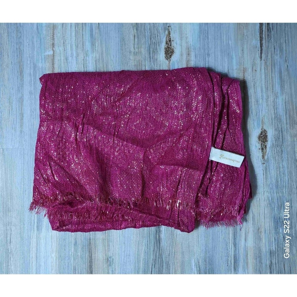 Collection XVIII Magenta Pink Metallic Shimmer Lurex Scarf Eyelash Fringe Trim